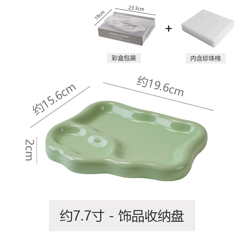 Ins ceramic jewelry tray necklace glasses display plate entryway key storage bedroom vanity decorative ornament