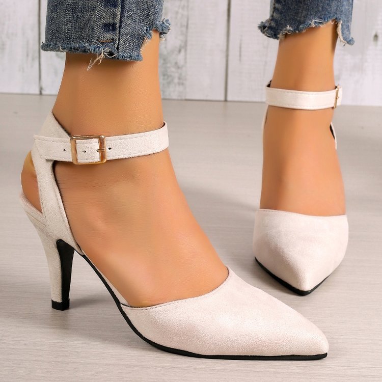 export 2026 summer new pointed-toe square buckle high heels fashionable single shoes stiletto closed-toe women's sandals