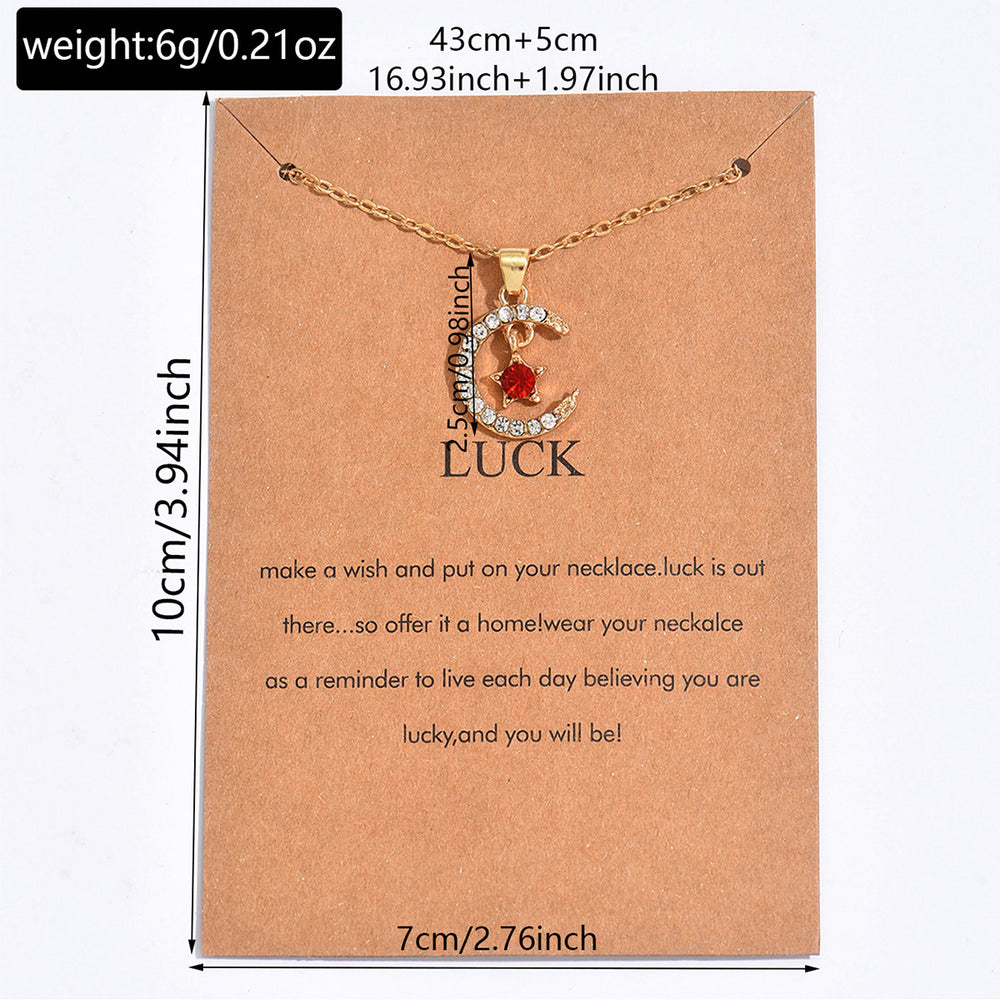 Birthstone necklace set wholesale - european & american cross-border, light luxury, niche design, diamond-studded moon & star pendant necklace for women