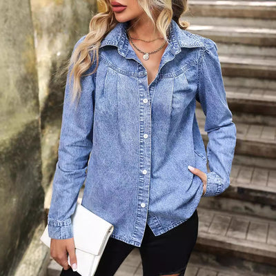 Pre-sale-35760# cross-border women's fashion ins fashion loose denim shirt