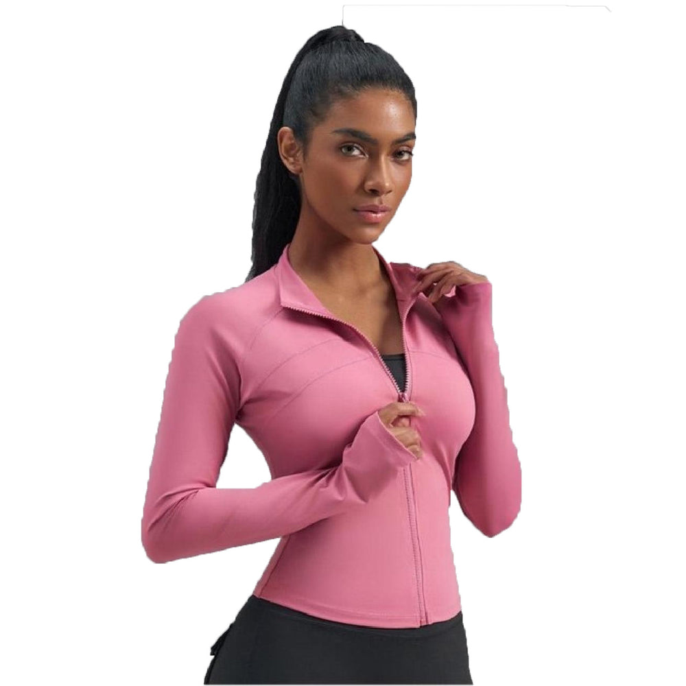 new cross-border european and american style women's slimming and figure-flattering zip-up high-stretch quick-dry fitness top - activewear yoga shirt