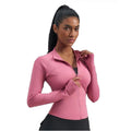 new cross-border european and american style women's slimming and figure-flattering zip-up high-stretch quick-dry fitness top - activewear yoga shirt