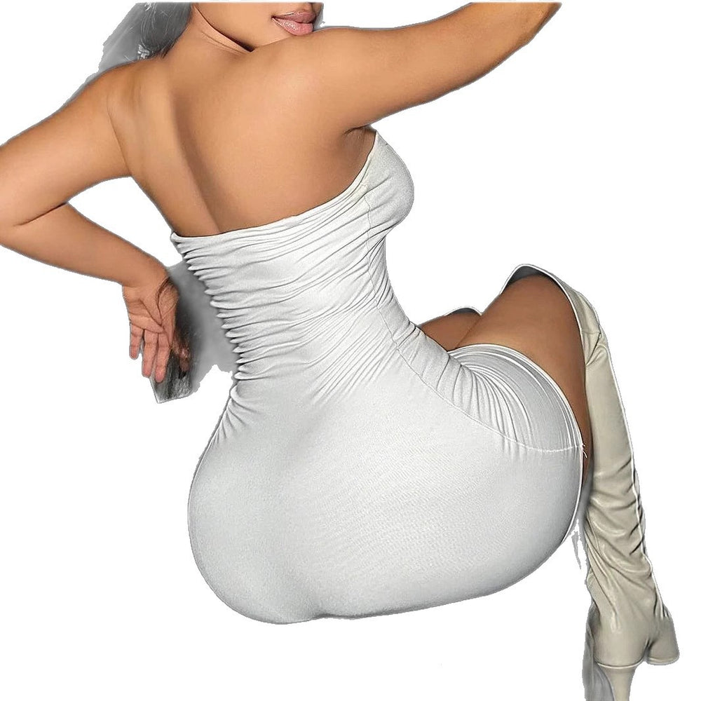 bodycon dress: romantic, elegant, solid color, strapless mini bodycon dress for women