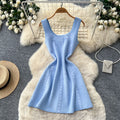 French chic pink sleeveless a-line dress - women's summer korean style high waist slimming versatile elegant commute dress