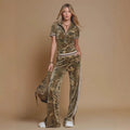 Tk tmeu supply new arrival women's clothing three stripes camouflage american street retrostraight-legcasualtwo-piece set