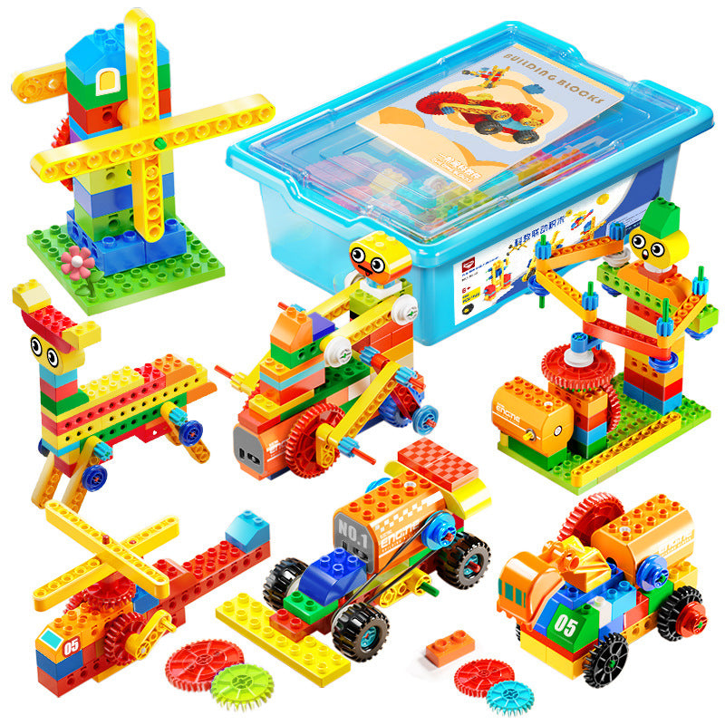 Elementary school big particle children's educational science and technology building block set creative programming robot birthday gift toy
