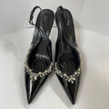 Yx high heels french 2026new arrival rhinestone pointed toe elegant high heels toe cap back empty one strap sandals sexy