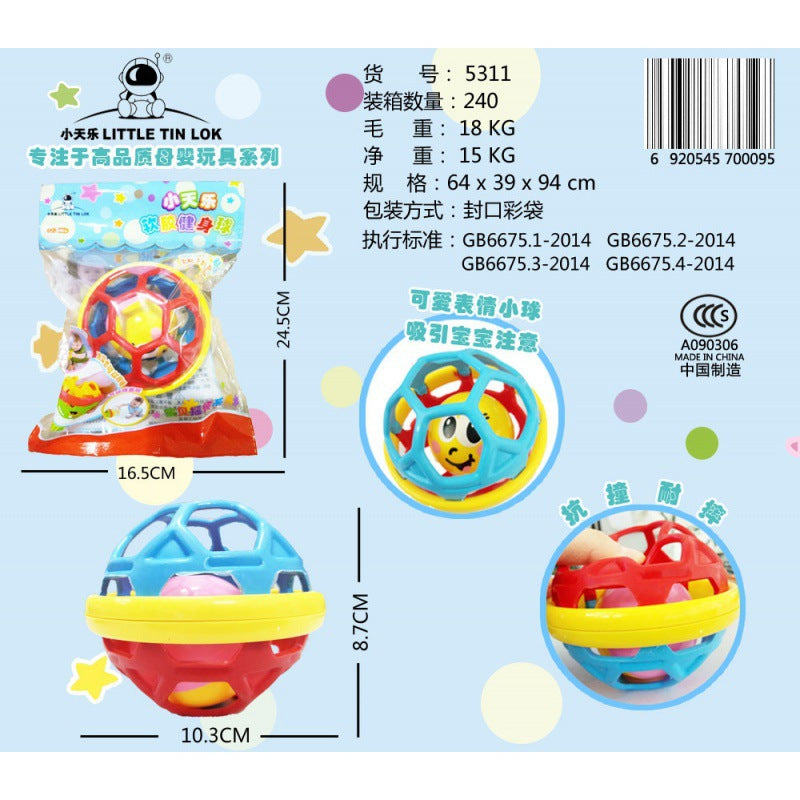 Cross-border South East Asia Baby Hand Rattle Toy Storage Box Baby Coaxing Artifact Sand Hammer Educational Teeth Biting Tooth Glue Ball Set