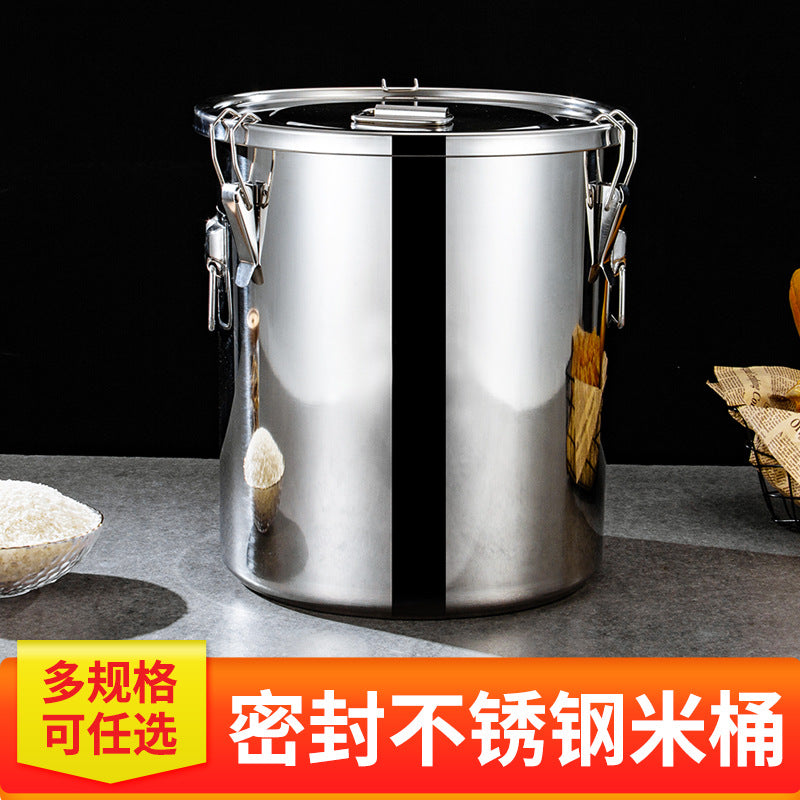 Stainless steel barrel, hotel stainless steel sealed rice barrel Large capacity storage barrel Grain barrel Brewing barrel, sealed barrel