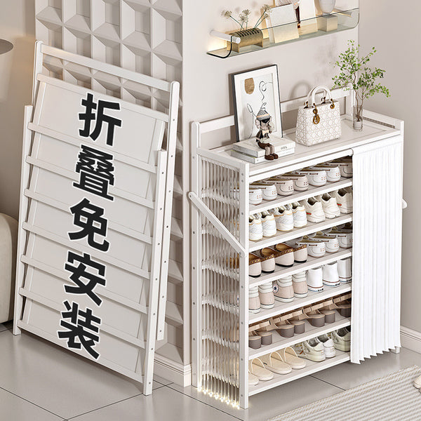 As soon as the folding shoe rack is pulled, it will save space, and the multi-layer shelf will enter the home. Acrylic dust-proof and installation-free shoe cabinet storage.