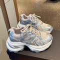 Thick sole silver dad shoes women's 2025 spring and summer new breathable heightened internet celebrity street ins trendy casual sports shoes