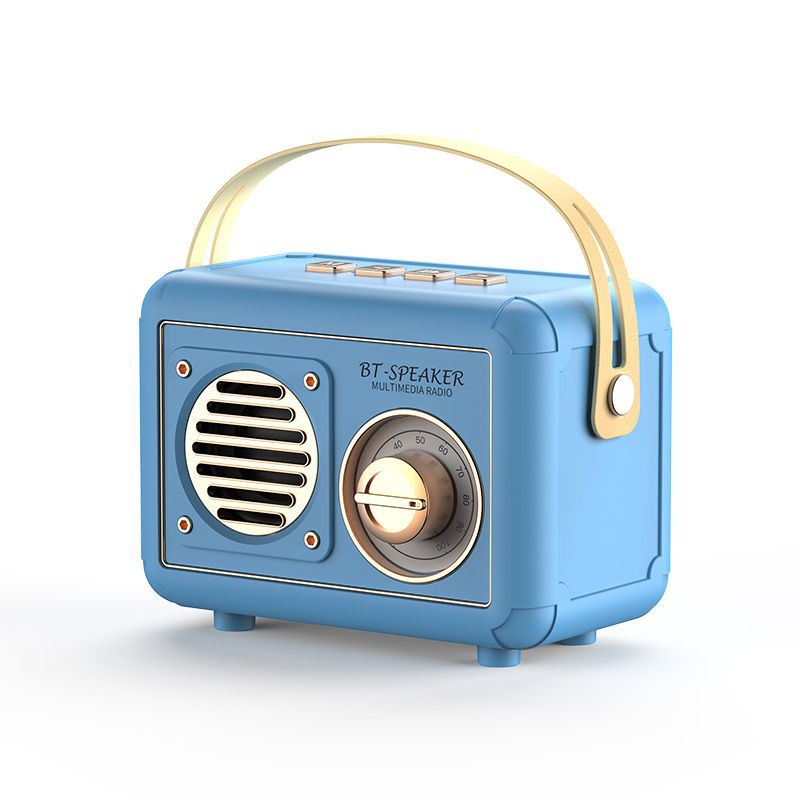 New retro bluetooth speaker - super loud volume, small home audio system with 9d surround sound, deep bass, and card slot - nostalgic sound