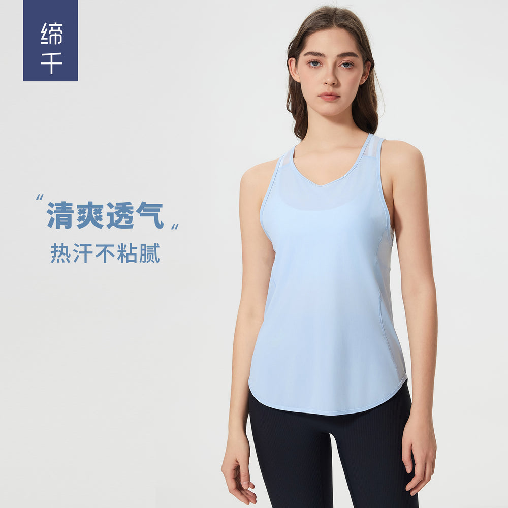 Summer new yoga tank top women's mesh breathable beautiful back sports quick-dry tight-fitting top yoga wear d25038