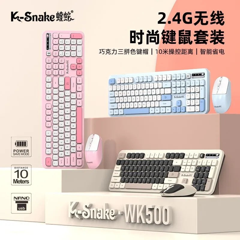 Viper wk500 wireless keyboard and mouse combo - silent keys, cute design, perfect for office, business, and everyday pc use