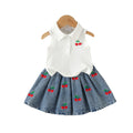 Kids clothing cross-border exclusive for european and american girls new arrival kids white vest + blue skirt