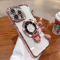 Suitable for apple 16promax electroplated glitter luxury rhinestone high-end mobile phone case iphone17 magnetic holder