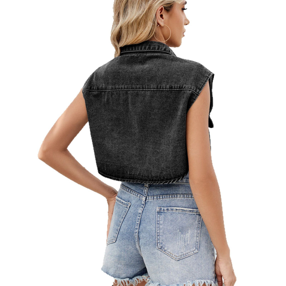 Fashion cross-border foreign trade spring and summer new women's clothing  independent station washed flap pocket pants vest vest trendy