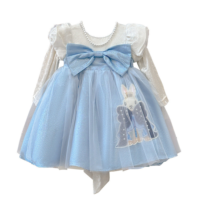 Girls' dress  autumn new arrival rabbit dress bow princess dress birthday dress princess style