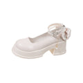 2025 new round-toe mary janes chunky heel sweet princess flats