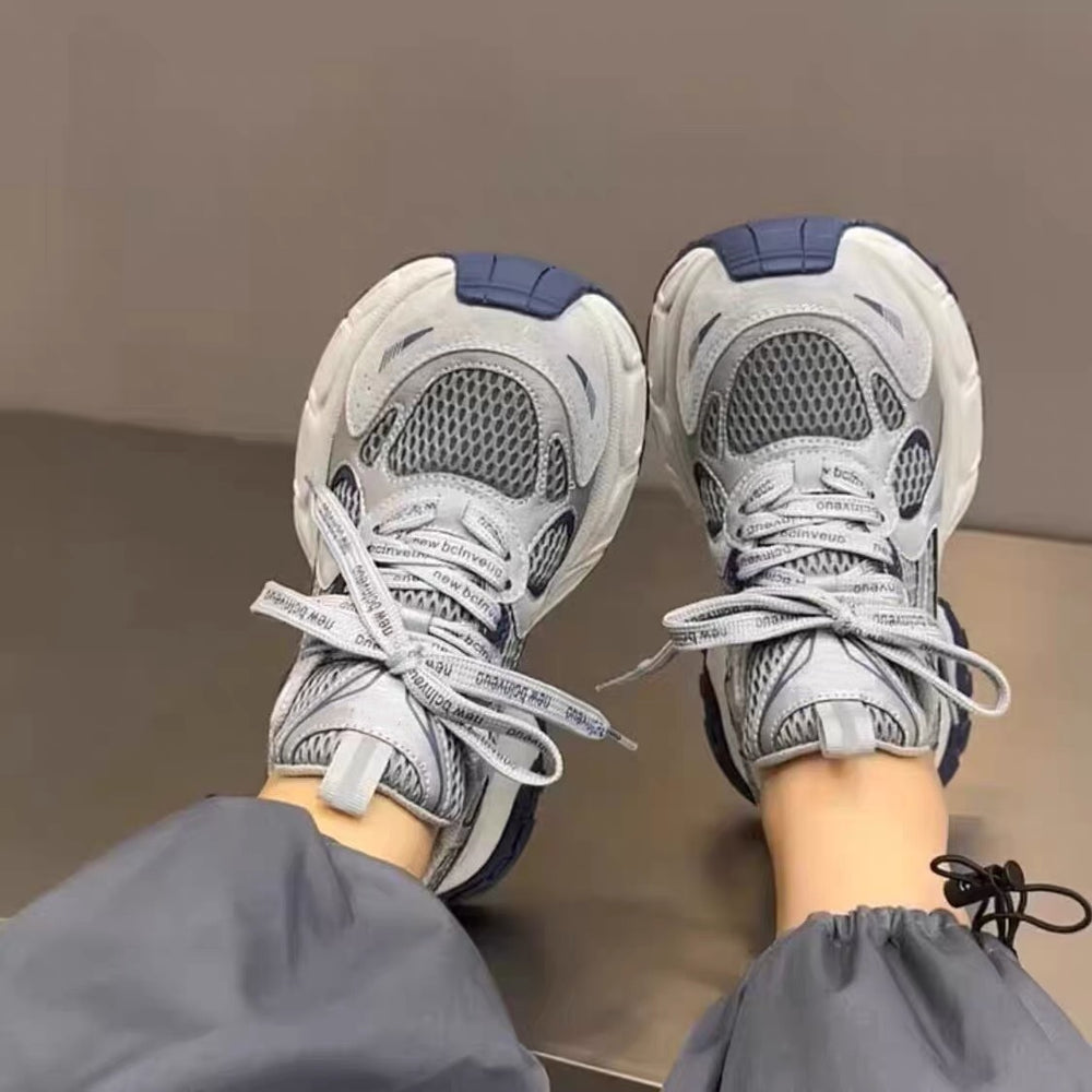 Chunky platform sneakers - women's 2025 autumn new arrivals - versatile mesh platform shoes - height increasing lightweight casual athletic shoes