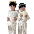 Kids' thermal underwear set - boys' and girls' autumn/winter warm base layer loungewear - soft fleece cotton seamless pajamas