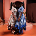 European and american cross-border women's fashion  summer new arrival: elegant striped asymmetrical camisole dress with shawl set
