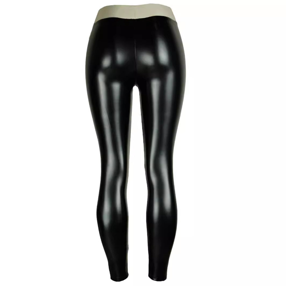 Pu leather pants women's european and american plus size tight butt lifting bottom pants high waist women's pants skinny jeans