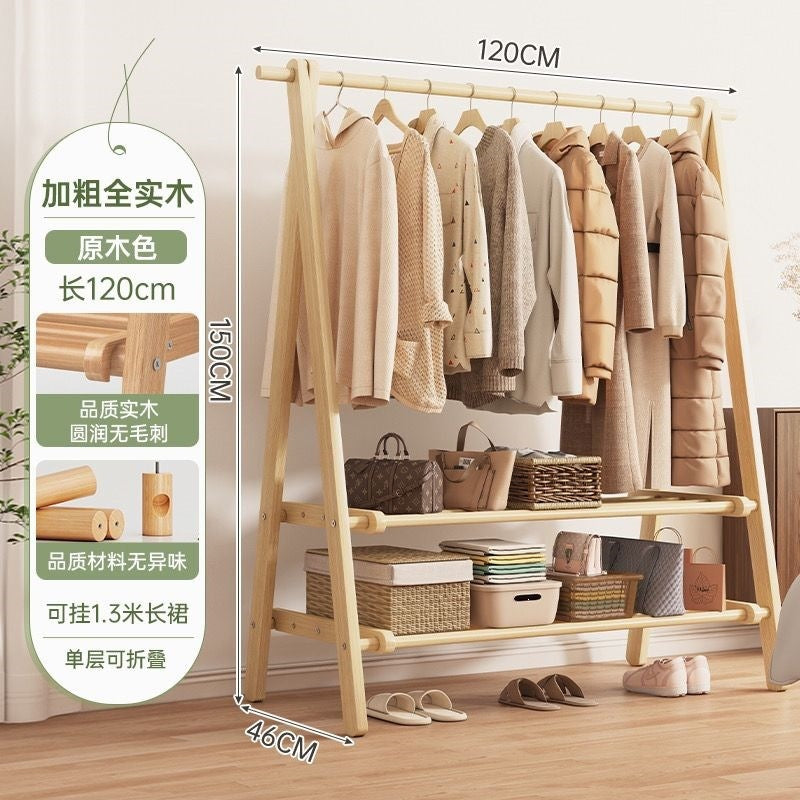 Foldable solid wood clothes rack - freestanding wardrobe for bedroom, living room, and home use - clothes storage, coat rack, and drying rack for rooms