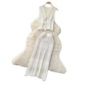 summer hollow-out knit slim-fit two-piece set - women's retro sleeveless, slimming, elegant, and chic workwear outfit