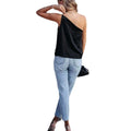 cross-border spring/summer new arrival: elegant commute, loose fit, casual one-shoulder satin camisole for women