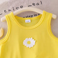 Ebay cross-border fashion girls' summer sleeveless yellow tank top + floral denim mini skirt ruffle set