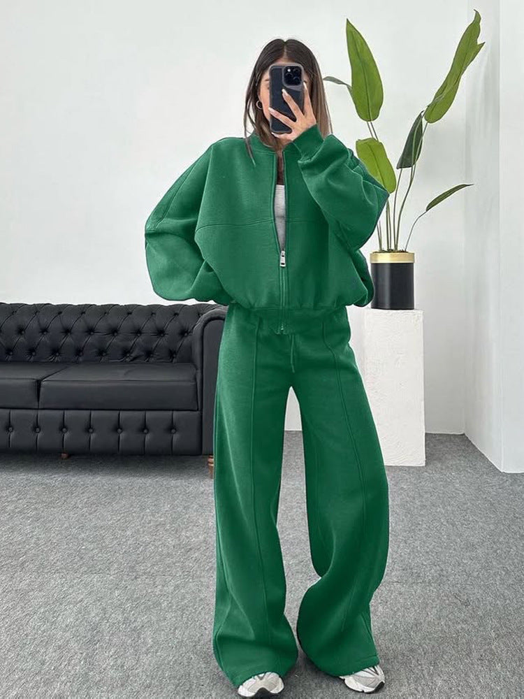 European and American casual suit American autumn and winter cardigan sports women's clothing fashion street style long-sleeved jacket trousers two-piece set