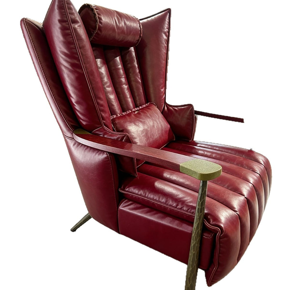 Medieval style single sofa chair retro oil wax casual genuine leather chaise longue cigar chair iron american style master tiger chair