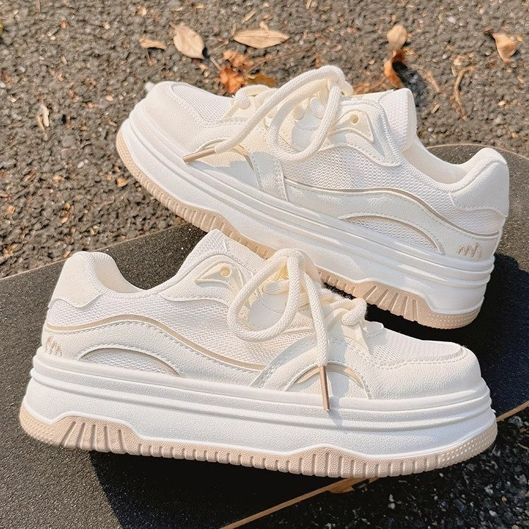 Summer women's white sneakers 2026 new breathable mesh shoes versatile niche bread shoes chunky sole athletic platform sneakers