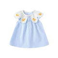 Summer girls' sweet princess dress, baby girl doll collar dress, lightweight infant outing cute cartoon dress