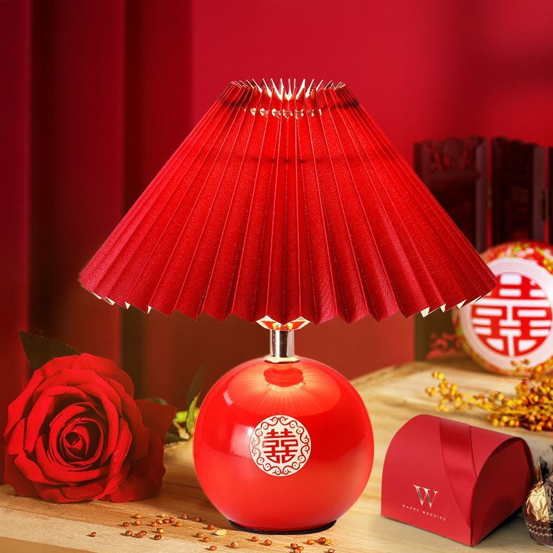 Wedding lamp wedding red wedding room bedside bedroom bedside red double happiness wedding gift decorative desk lamp