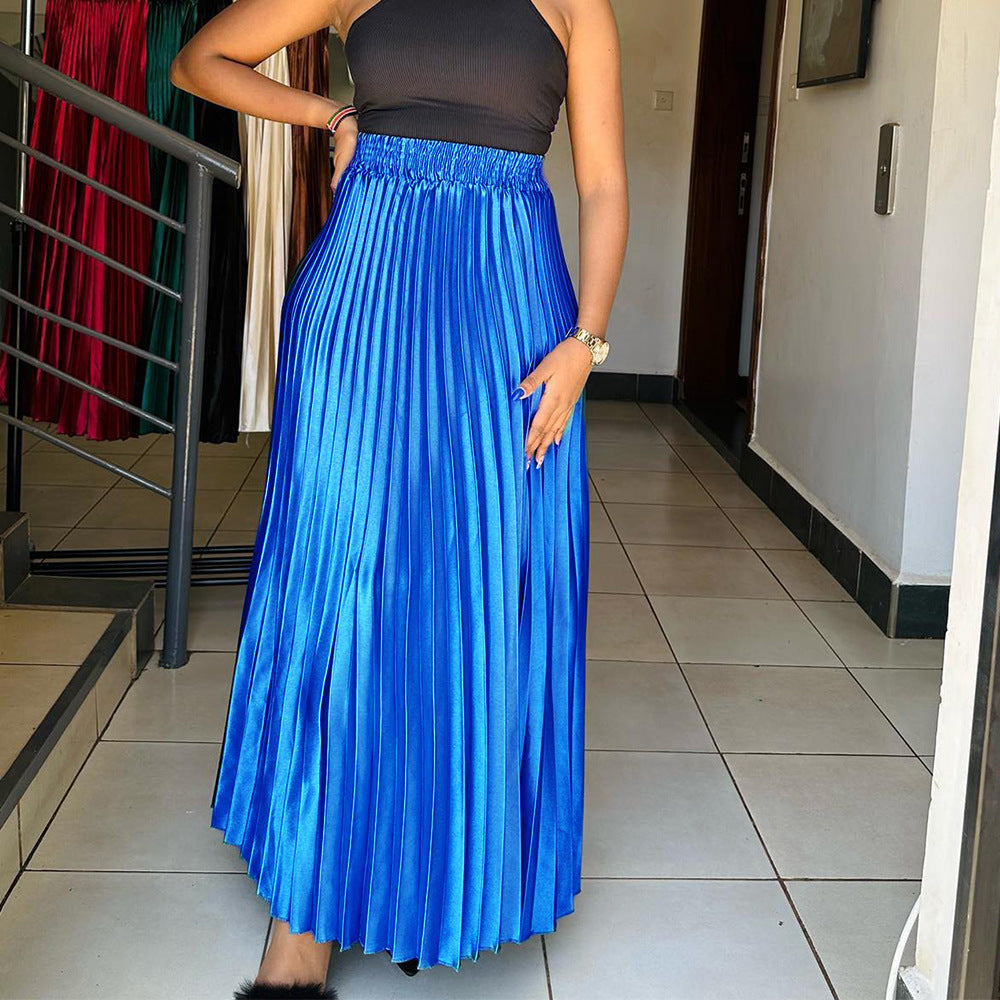 C8532exportplus size women's high waistelegantelegancefashion large swing a-line skirt half-length skirt cross-border pleated skirt