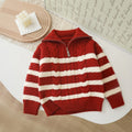 Kids' fall/winter korean style striped sweater cardigan - girls' knitted open front top with zipper detail