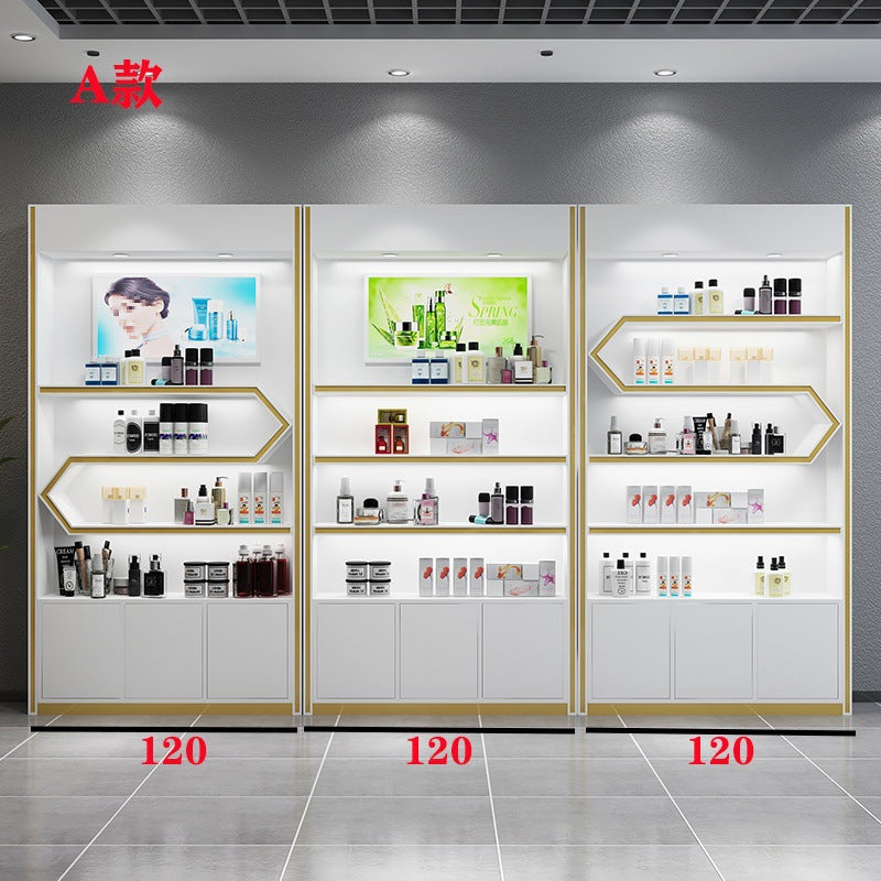 Paint Cosmetics Display Cabinet MDF Fiberboard Storage Movable Beauty Salon Product Cabinet Creative Display Cabinet