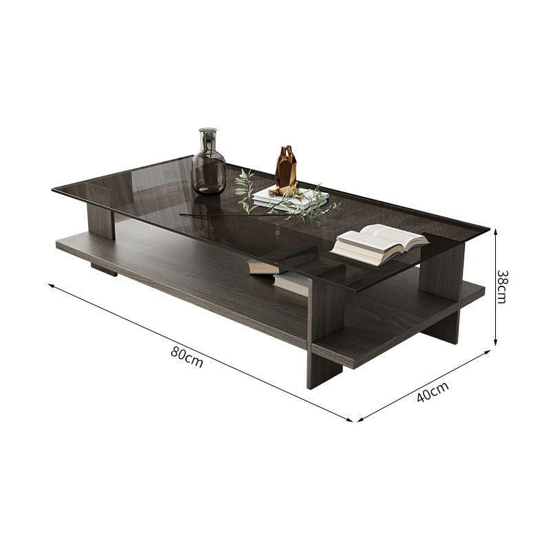 Tempered glass coffee table - small apartment living room, modern minimalist home & office, square tea table, trendy instagram style