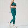 High-waisted activewear set for women - color block, open back, body-hugging, barely-there feel yoga set - running, fitness, yoga outfit with sports bra