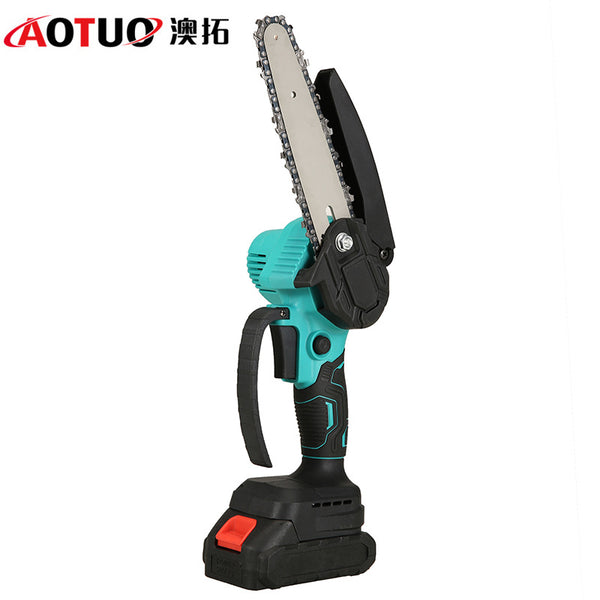 New mini lithium battery chain saw, rechargeable small household handheld tree cutting saw, single hand saw wholesale