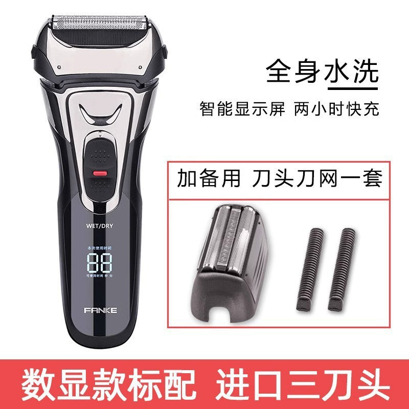 Reciprocating shaver, washable razor with floating heads, 7-day no-hassle returns, fully washable
