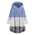 new fashion women's european and american button-down plush top color block multi-color hooded jacket