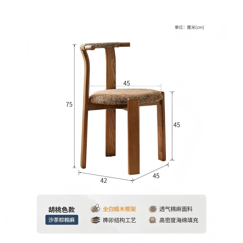 Zita dining chair - vintage solid wood dining chair, 5 new light luxury high-end designer ash wood french dining chair