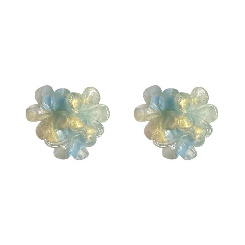 Blue floral stud earrings - spring seaside vibes, vacation style, trendy, fresh, sweet, and elegant earrings - wholesale