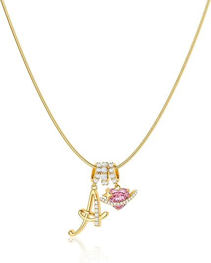 hot-selling dopamine 26 english letter necklace, girly, light luxury, niche, high-end letter diamond-studded necklace for women