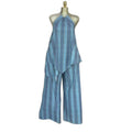 European and american cross-border women's clothing:  summer new arrival - elegant printed halter neck sleeveless top and high-waisted pants fashion set
