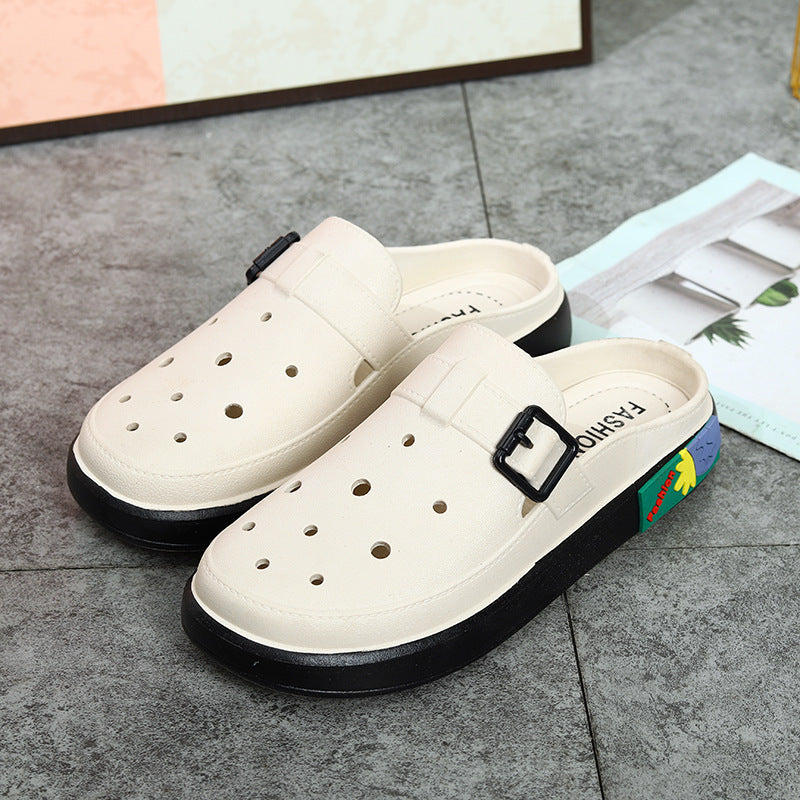 Women's anti-odor height increasing platform clogs - summer fashion outdoor beach shoes with detachable diy accessories and waterproof design
