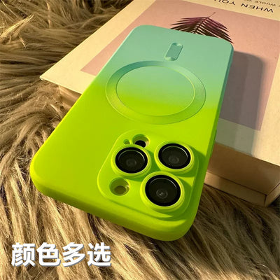 Wholesale iphone 17 two-tone magnetic charging phone case with apple 16 lens film liquid silicone protective cover and magnetic attachment